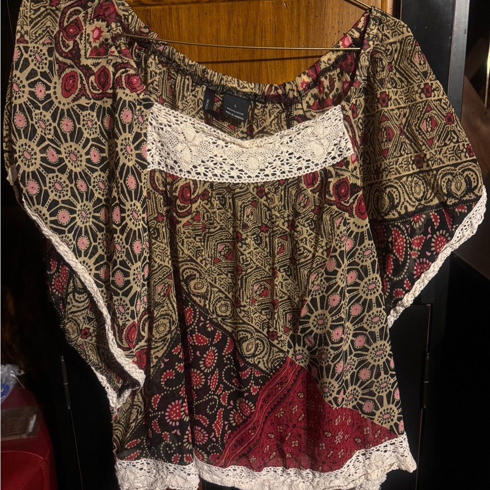 Patchwork Top with Lace Trim